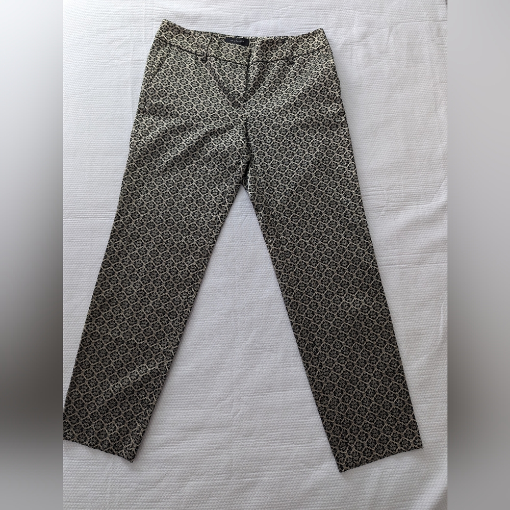 Ann Taylor Pants Womens size 4 Petite Curvy Ankle Black and Gold  NWT